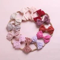 bulk 120pclot 2020 solid cotton bow nylon headband for girls hair bows kids children nylon turban party gifts hair accessories