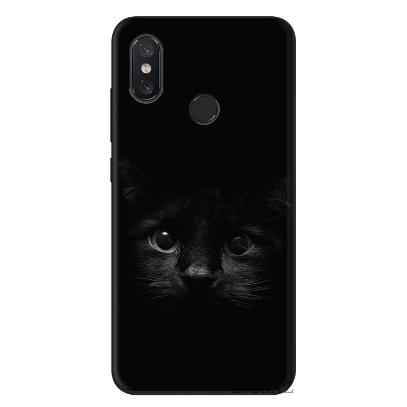 Mobile Phone Case Silicone For Xiaomi Mi 8 Lite A1 A2 9 Redmi Note 5 6 7 Pro 6A 4X F1 Cover Black Cat Staring Eye On |