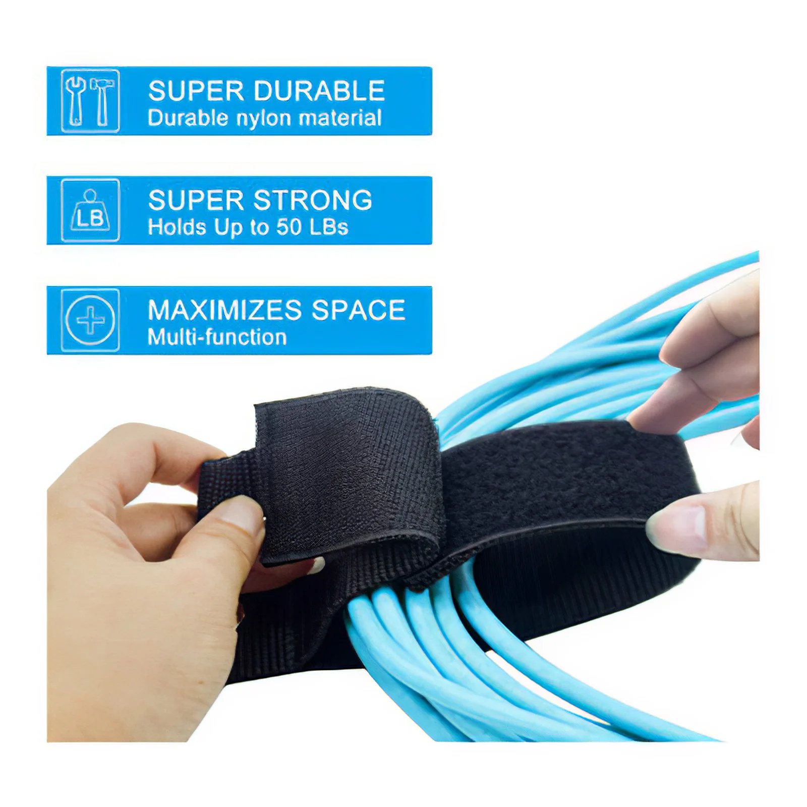 

6pcs pipeline tie black fixed tie self-adhesive fastening tie nylon belt hook and loop wire finishing wire rope rack gardening