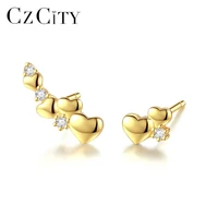 czcity new trendy love heart stud earrings for women unique design delicate heart earrings silver 925 jewelry dating accessories