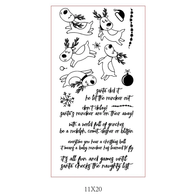 Christmas Qute Deer Snowflake Clear Silicone Stamps Stencils For DIY Scrapbooking Photo Album Decorative Embossing Cards | Дом и сад