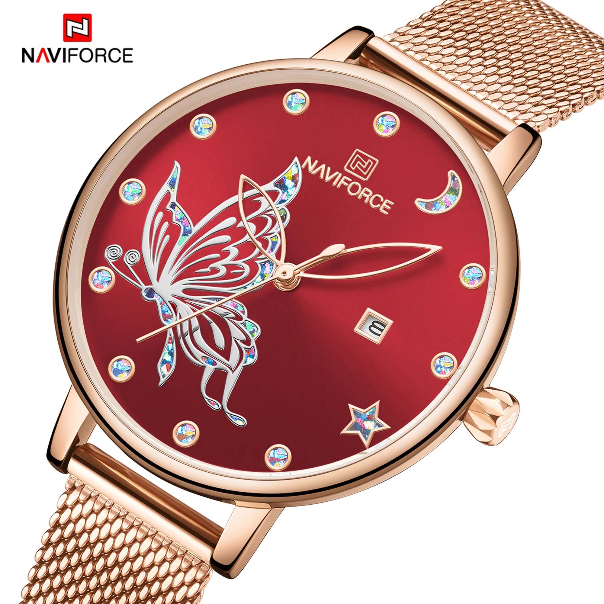 Часы NAVIFORCE женские кварцевые водонепроницаемые из нержавеющей стали|Женские