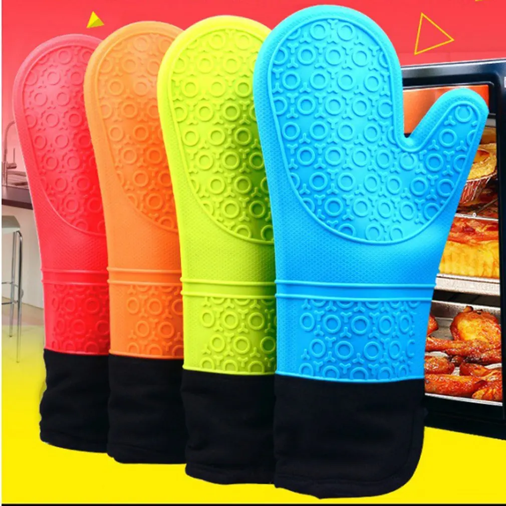 

Silicone Heat Resistant Oven Gloves Thickened Insulating Gloves Insulation For Kitchen Baking And Cooking