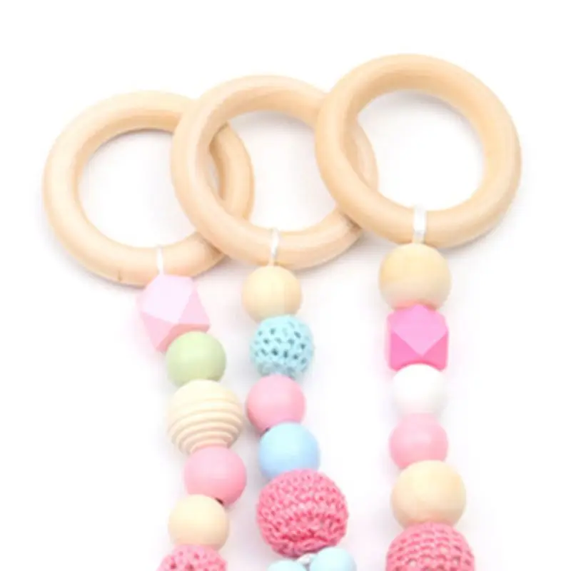 

3Pcs/Set Baby Gym Frame Rack Pendants Yarn Beads Wooden Animal Hanging Teether Molar Toys Infant Room Decoration Gifts