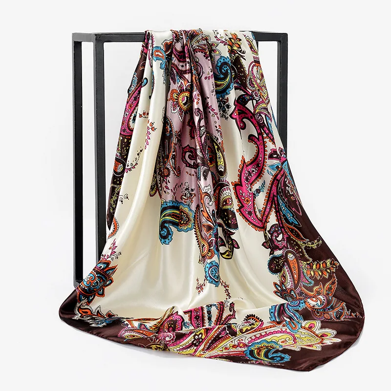 Женский элегантный шелковый шарф сатиновый хиджаб модные шарфы для волос с