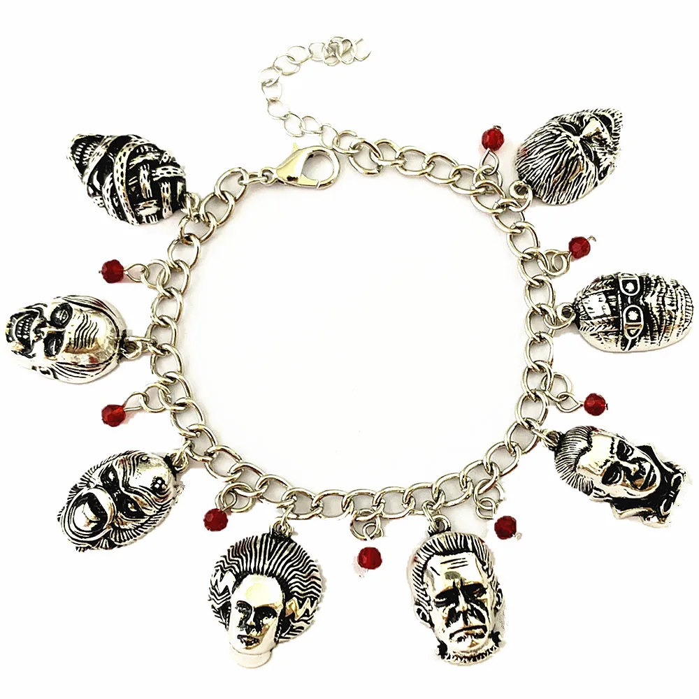 

FANTASY UNIVERSE Bride of Frankenstein Horror Charm Bracelet Dracula/The Mummy/Wolfman/Vampire/Invisible Man Metal Jewelry