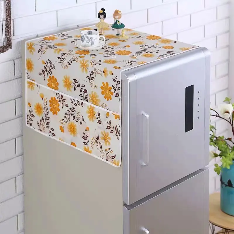 

Dustproof Refrigerator Cover Waterproof Fridge Dust Cover Refrigerator Organizer with Double Pockets Storage Bag Dust Protection
