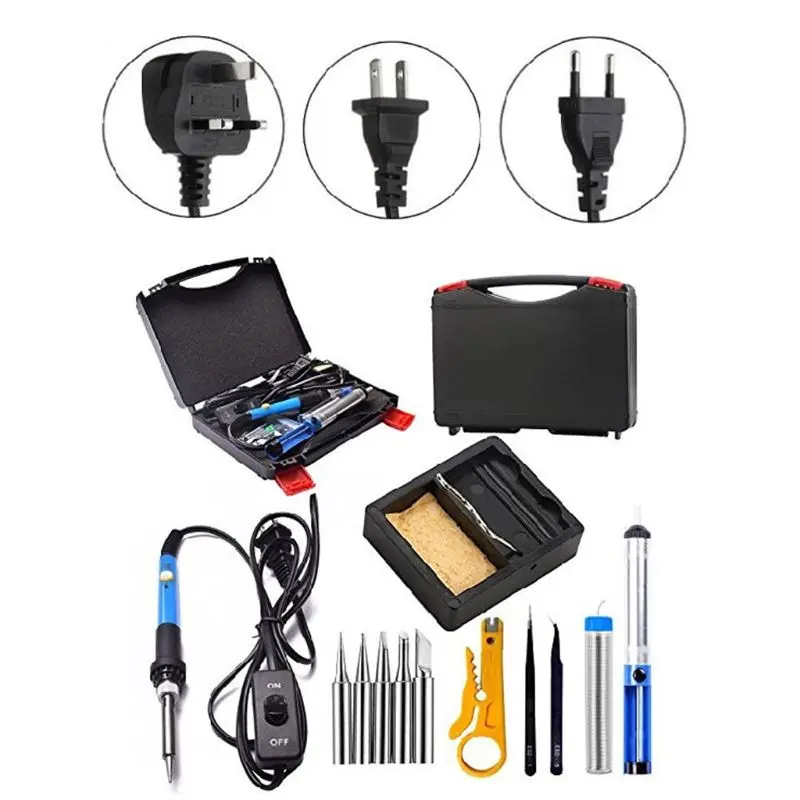 

Soldering Iron Set Kit 60W Electric Adjustable Temperature LCD Digital Display 13 Accessories Solder Station Hand Welding Repair
