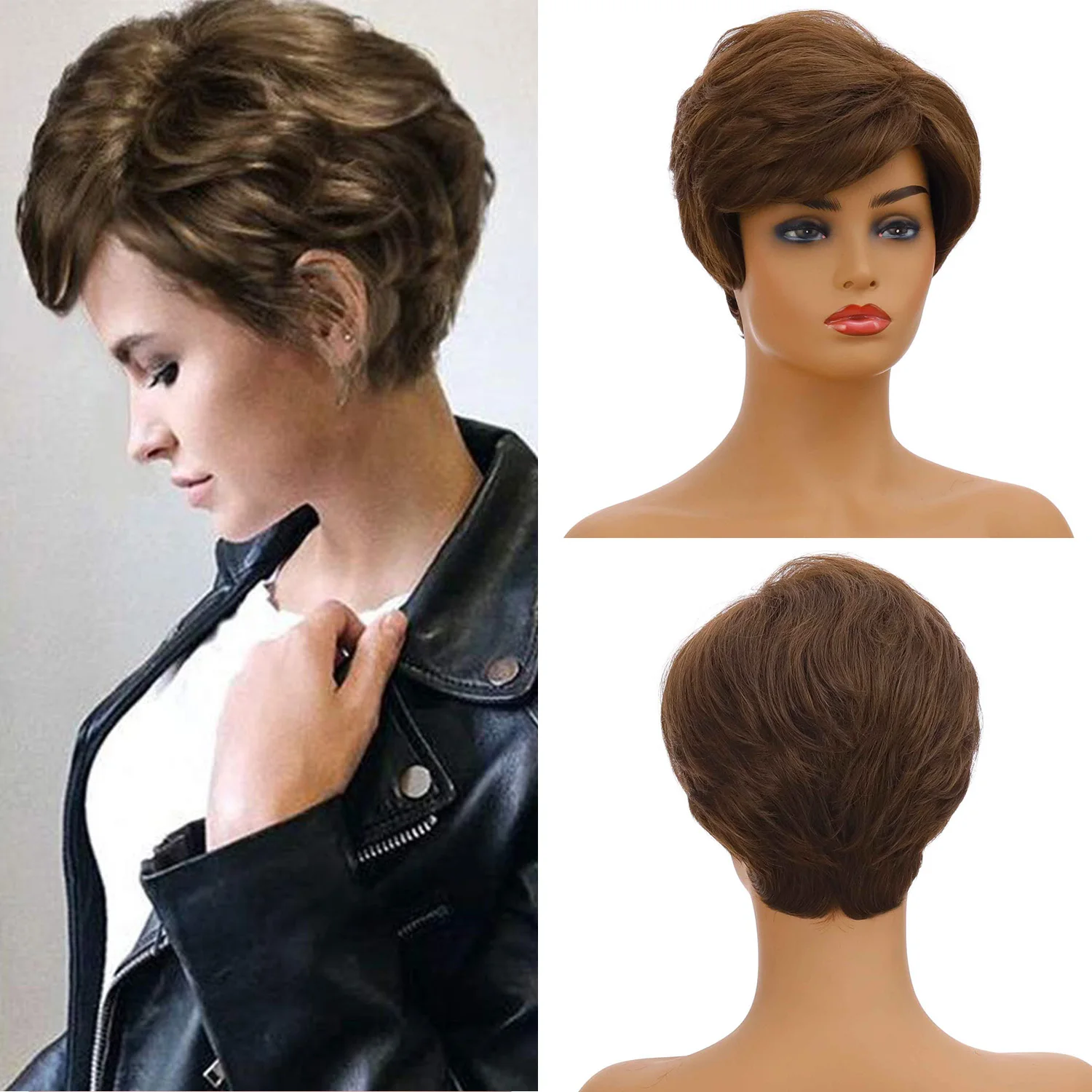 Короткие вьющиеся синтетические парики для женщин парик с челкой натуральные