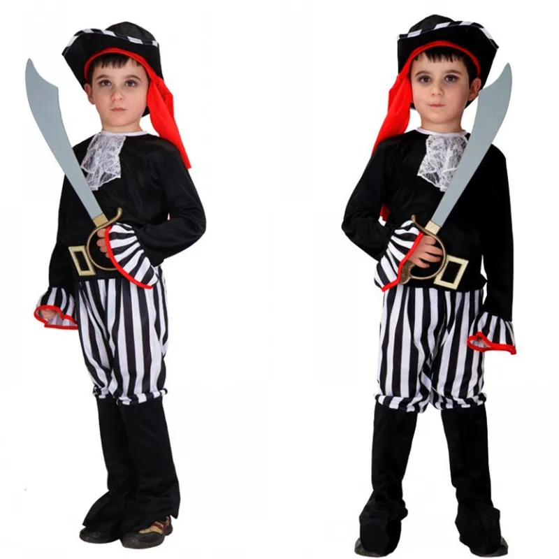 

M-XL Boys Halloween Pirate Costumes Kids Children Bandit Robber Cosplay Carnival Purim Parade Stage Show Role play Party dress