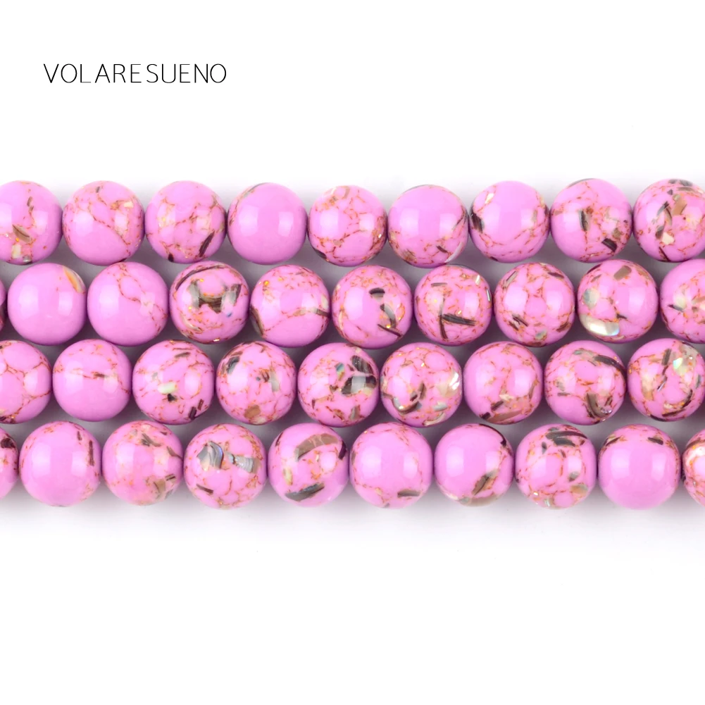 Натуральный розовый с красным камушком Бирюзовый Камень Круглые бусины для