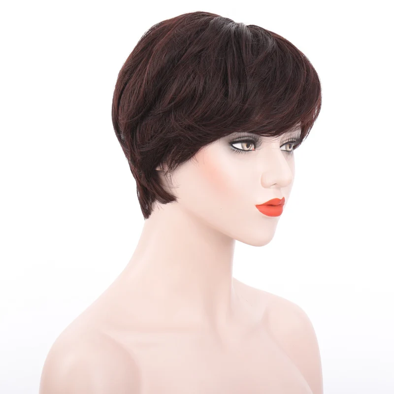 

LANLAN wig female short hair middle-aged and elderly wig breathable light hairstyle oblique bangs wig short female hair