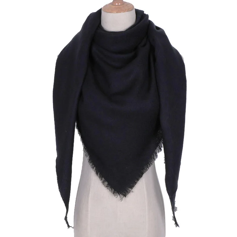 Новый однотонный треугольный шарф осень и зима имитация кашемира теплая шаль