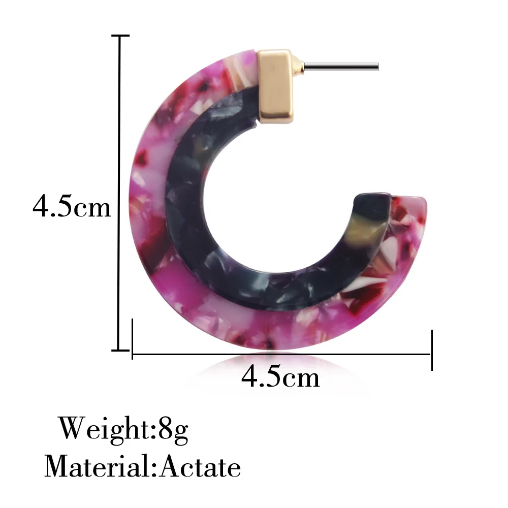 Женские Разноцветные серьги-кольца ZA многоугольные серьги из полимера в