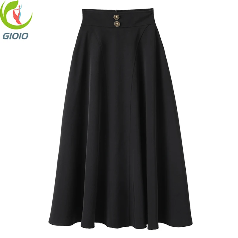 

French Retro Half-length Skirt Female 2021 Autumn New All-match High Waist Solid Color Simple Show Thin Temperament A-line Skirt