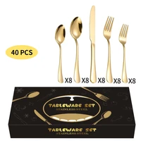 40pcs gold cutlery set stainless steel golden knives forks spoons cutlery set kitchen tableware gold dinnerware set dropshipping