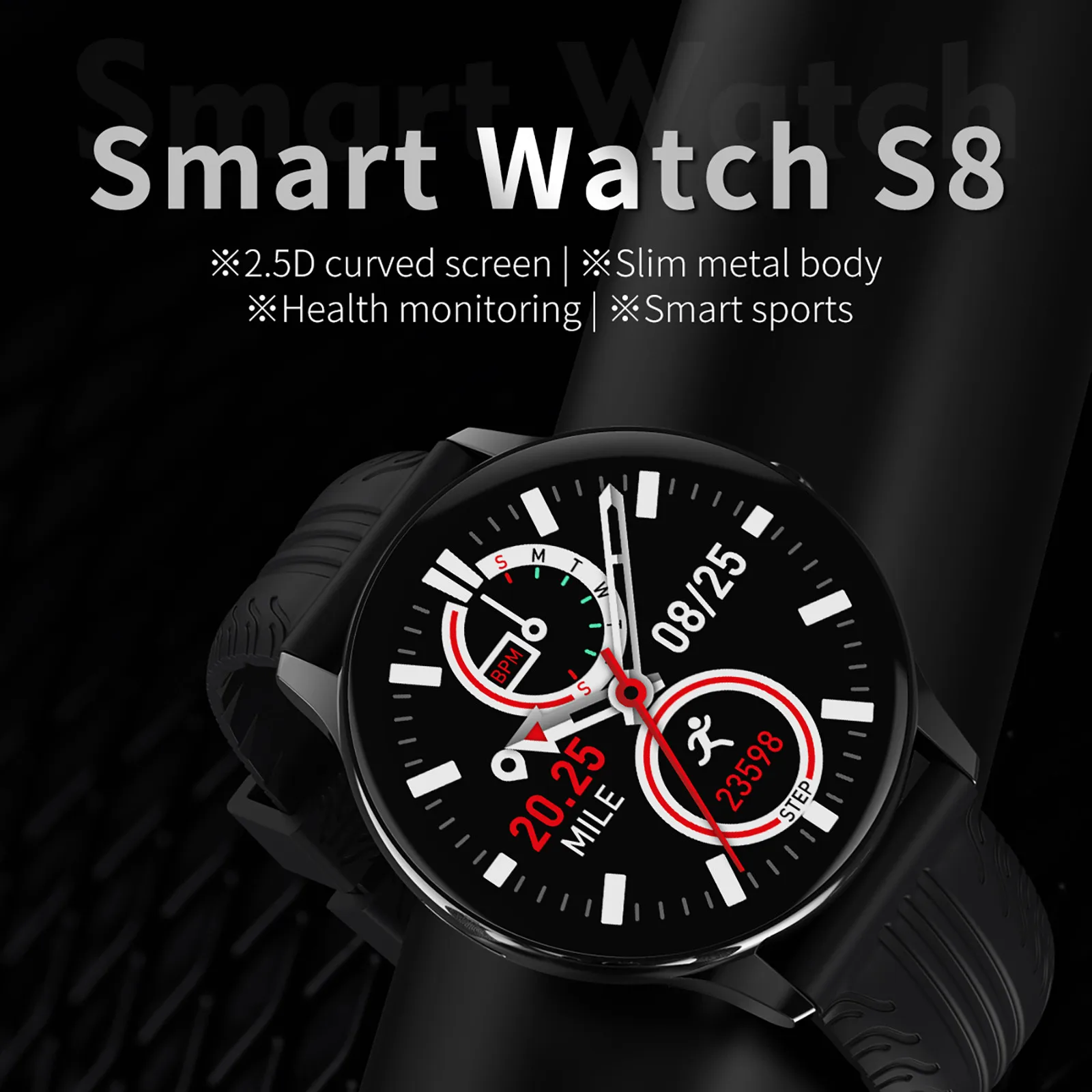 S8 Смарт-часы Водонепроницаемый водой браслет для занятий спортом пульсометр