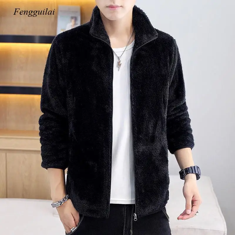 

Winter Men's Coral Fleece Warm Jacket Trendy Shopping Jacket Edition Slim New Casual Fleece Jacket