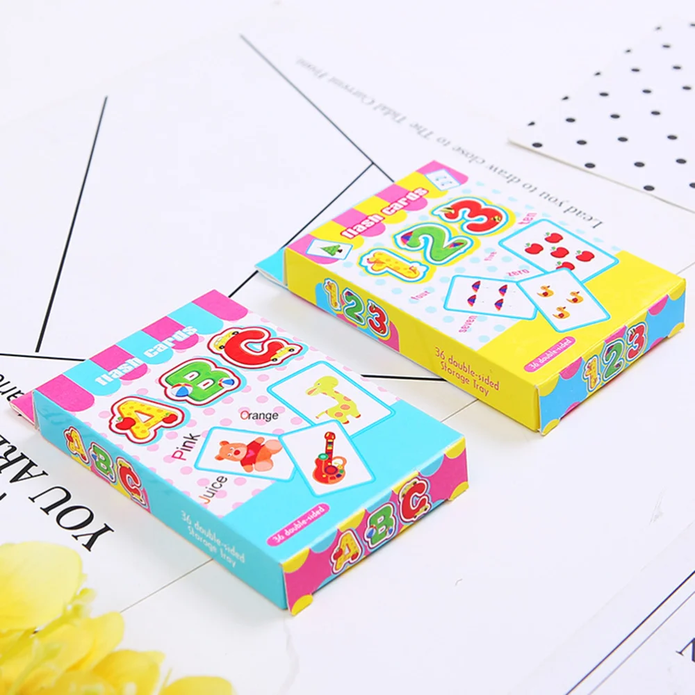 

4 Set 36pcs Childrens Literacy English Spelling ABC Letter Fun Flash Early Education Toys (As Shown, 2 Set ABC Cards + 2 Set 123