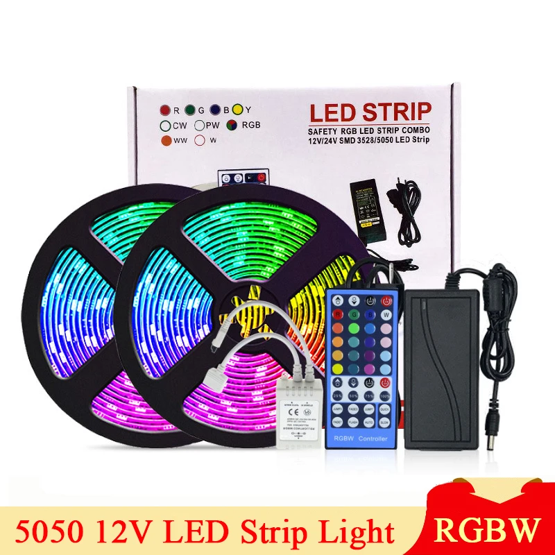 

12 В постоянного тока SMD 5050 RGBW набор светодиодных лент IP65 Водонепроницаемый 60 светодиодов цветной неоновый гибкий светильник с контроллером