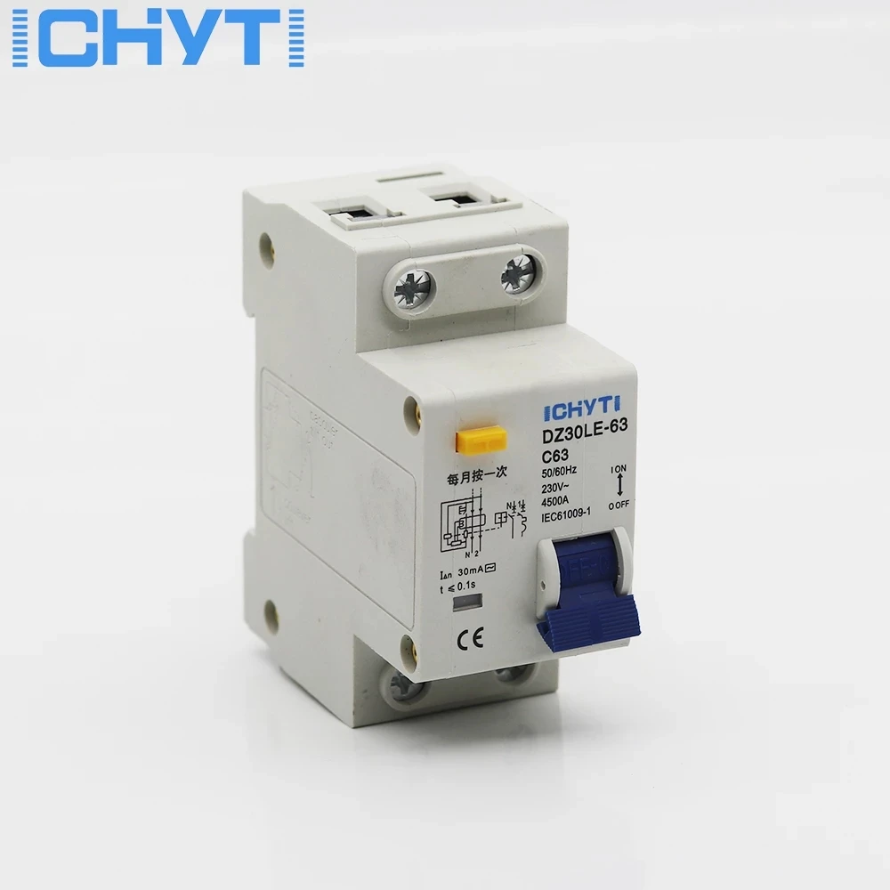 

ICHYTI DZ30LE DPNL 230V 1P+N 40A 63A Residual current Circuit breaker with over and short current Leakage protection RCBO MCB