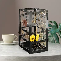 360 rotating earring holder stand clear earrings organizer acrylic jewelry storage display rack for earrings bracelets necklaces