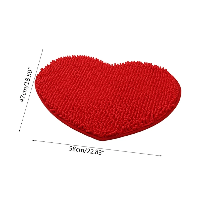 

Non-Slip Bathroom Rug Love Shaped Shag Shower Chenille Mat Machine-Washable Mat