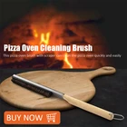 Щетка для чистки пиццы из нержавеющей стали с длинной ручкой, деревянная ручка, набор аксессуаров для кухни, духовки, портативный инструмент для приготовления барбекю и выпечки