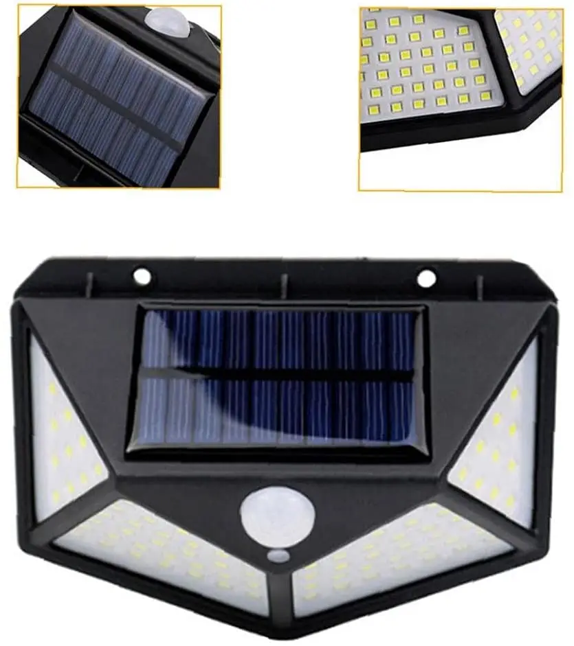 Outdoor 100 LED solar Lights Reflector 3 Lighting Modes Motion Sensor Security Lights,Waterproof Solar Powered lamp