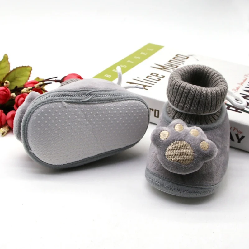 

Newborn Baby Boys Girls First Walkers Anti-Slip Winter Warm Toddler Cartoon Knitting Foot Baby Shoes Booties5