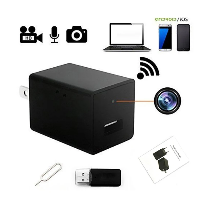

1PC Power Adapter Plug Camera 1080P HD Video Surveillance Wifi Camera USB Charging Mini Camera