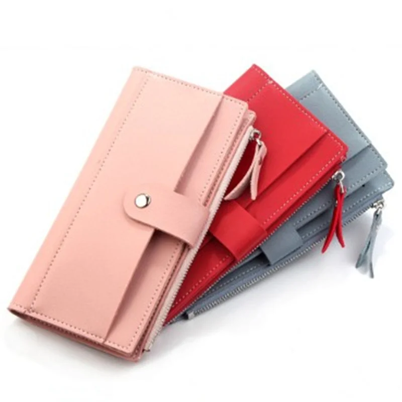 Женский Длинный кошелек тонкий модный мужской из искусственной кожи