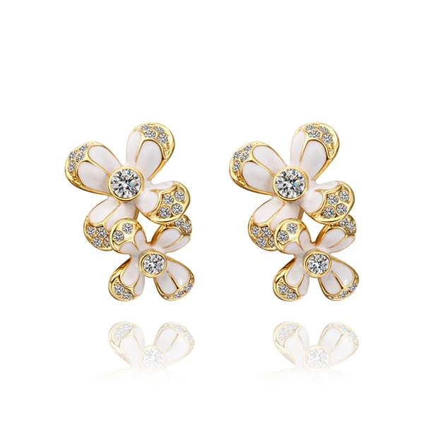 

V1028 Top Quality 5A NSCD Stone Earring 925 Sterling Silver For Women Earrings Korean Flower Wedding Jewelry