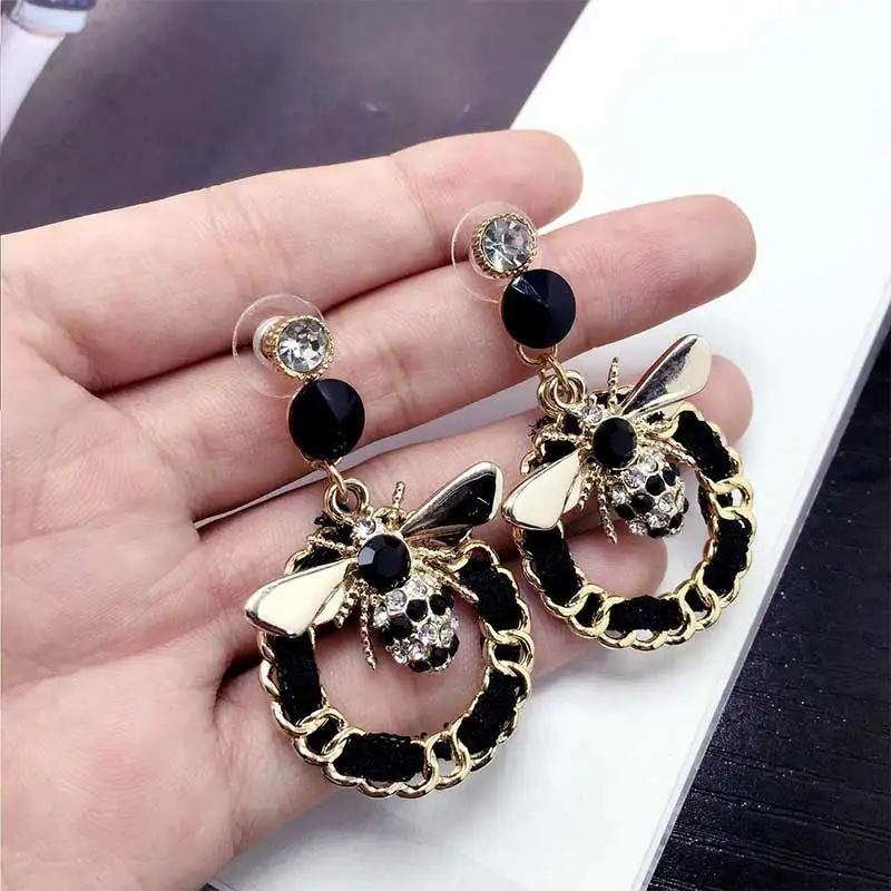 

Bee Pearls Long Luxury Brand Designer Pendientes Mujer Brincos Statement Earrings Jewlery For Women