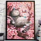 Набор для вышивки крестиком с изображением кота из мультфильма, китайские Хлопковые наборы для вышивки крестиком, рукоделие, цветы вишни, Декор для дома