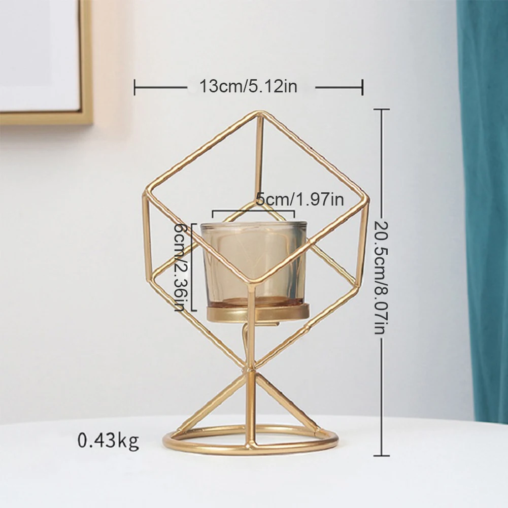 

Golden Candle Holder Simple Geometric Metal Candlestick Home Decorations for Valentine Christmas Wedding Dating Dinner