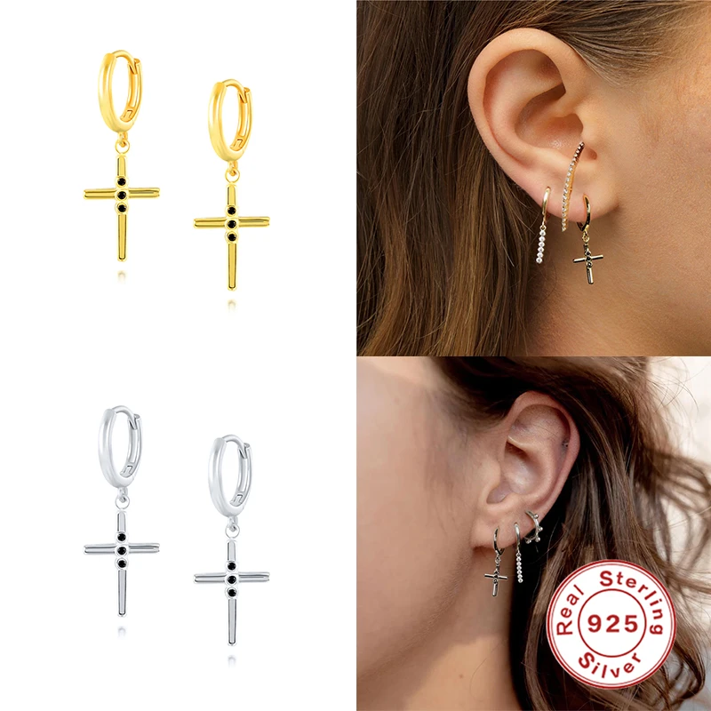 

Aide 100% реальные 925 серебряный крест Pendiente серьги в виде колец, циркон Красочные крест кулон длинные серьги, ювелирное изделие, модные серьги в ...