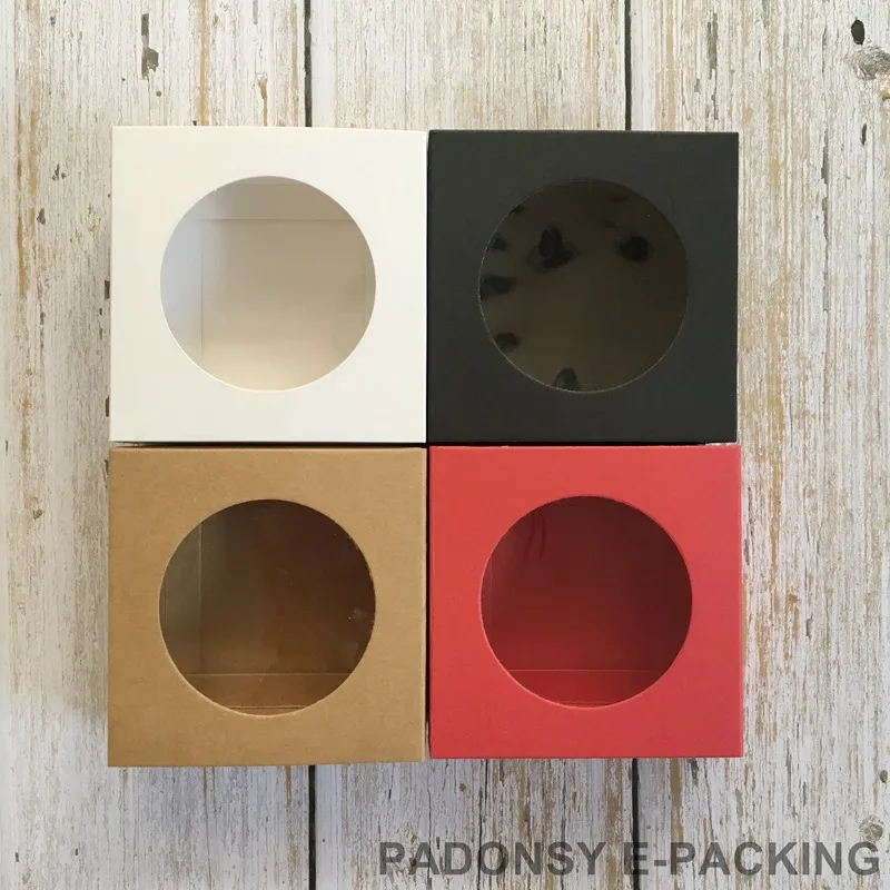 20 шт. коробка из крафт бумаги прозрачная оконная горка открытая для ювелирных