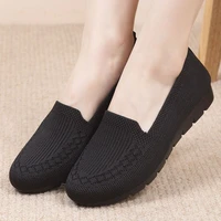 black knitting sock sneakers for women 2021 new solid rubber flats slip on woman loafers red lightweight flat soft summer shoes