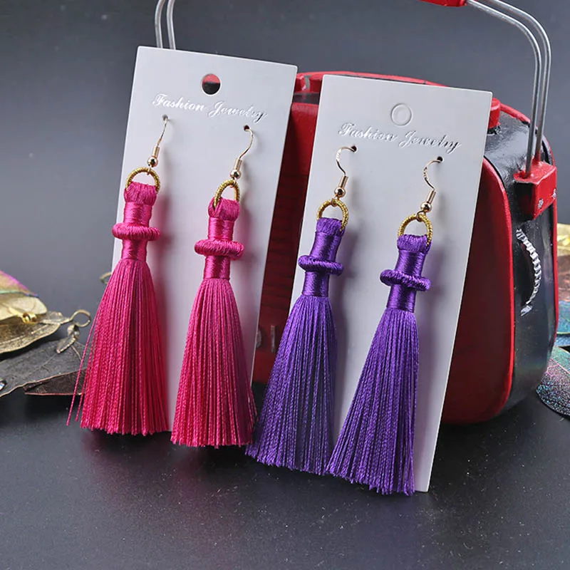 

New Best Bohemian Ladies Long Tassel Earrings Mushroom Head Exaggerated Boho Retro Pendant Earrings Ladies Jewelry