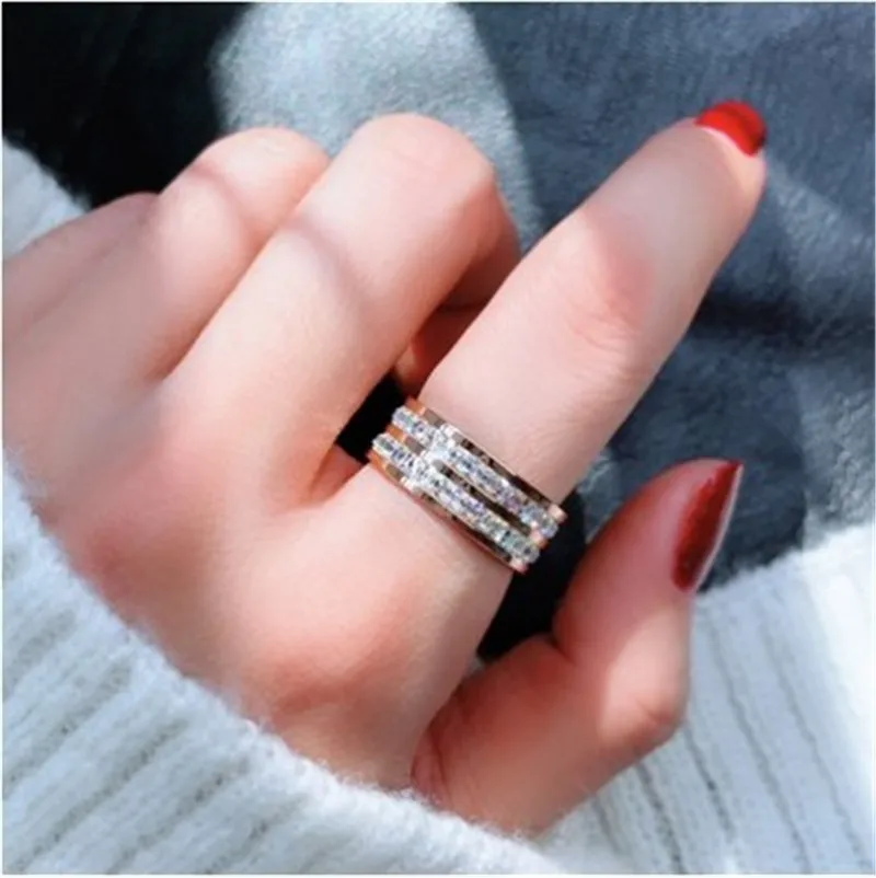 YUN RUO великолепное кольцо с кубическим цирконием свадебное розовое золото модные