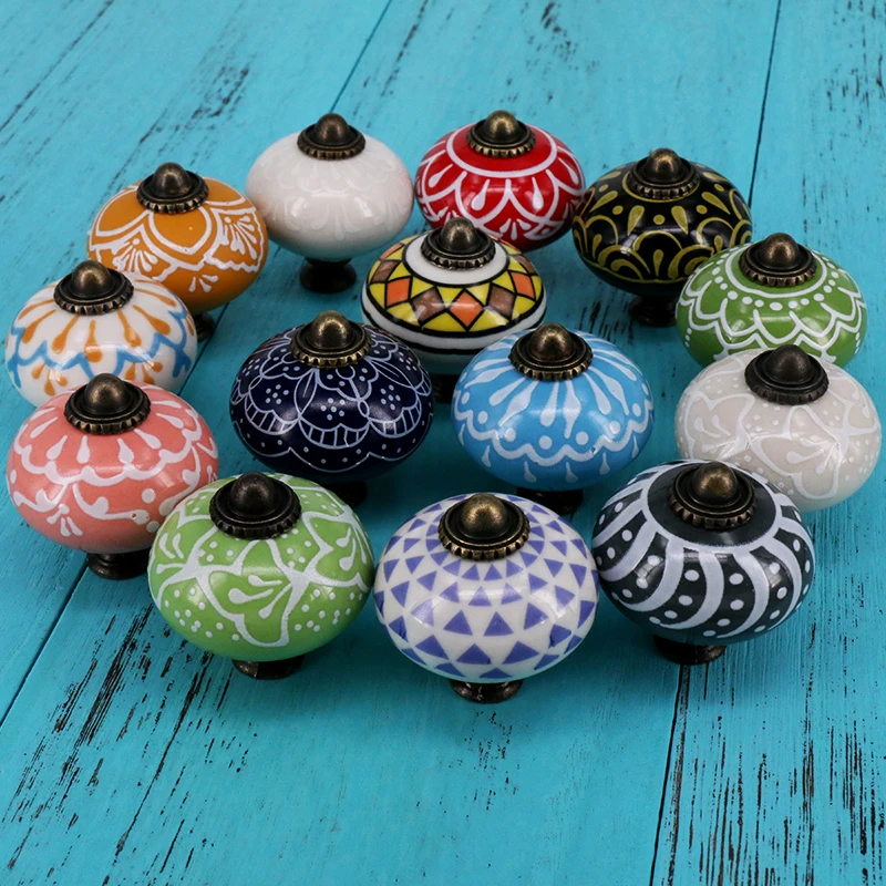 1x диаметр 38 мм Симпатичные европейские деревенские стильные керамические ручки