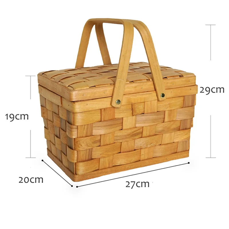 

France Style Picnic Basket Bread Baskets Hiking Storage Box Cake Table Decorating Food Photography Hand