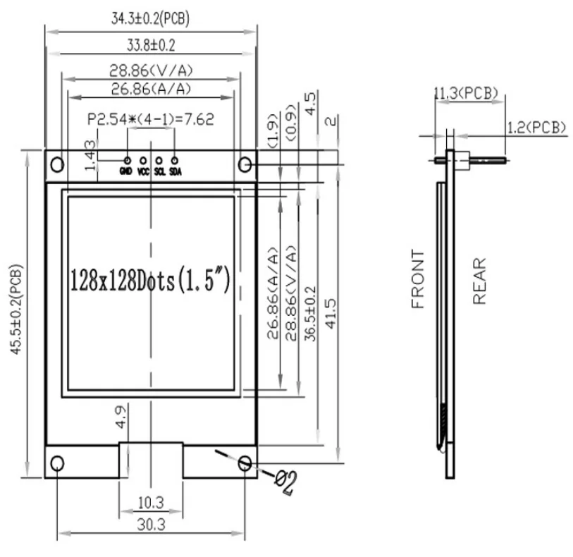 1,5 дюймовый OLED дисплей модуль 128128 экран OLED экран IIC интерфейс SSD13271.5 дюймовый OLED ЖК-дисплей
