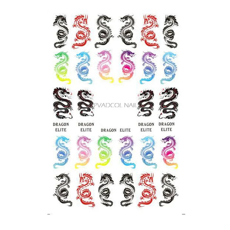 Наклейки для ногтей красный черный дракон | Красота и здоровье