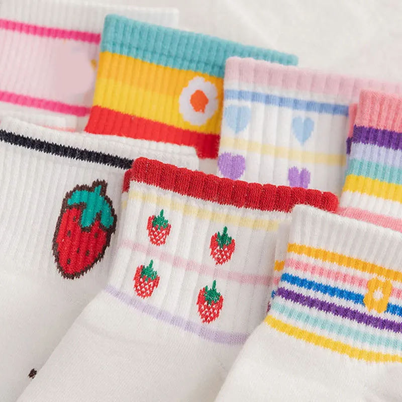 

New Summer Women Cotton Sock Soft Comfortable Ankle Socks Breathable Striped Boat Socks Fashion Cute Hosiery Harajuk Style