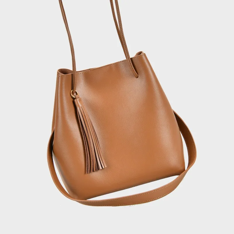 Модная женская сумка-ведро из спилка большой вместимости женские повседневные