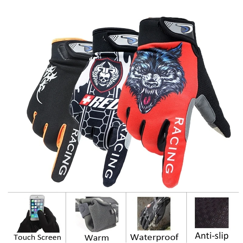 

Men's Full Finger Gloves Touch Screen Gloves Motorcycle Workout Military Gloves Wolf Skull Dragon Gloves