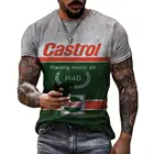 Мужская Винтажная Футболка CASTROL, Классическая Ретро футболка с принтом в виде масляных гонок, крутая Повседневная Уличная одежда, футболки, топы