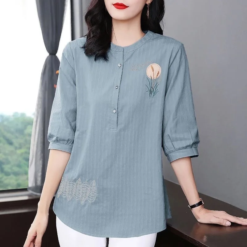 

2021 New 100% Cotton O Neck T Shirt Woman Autumn Half Slevee Shirt Oversized Woman T-shirt Loose Plus Size Women Shirts